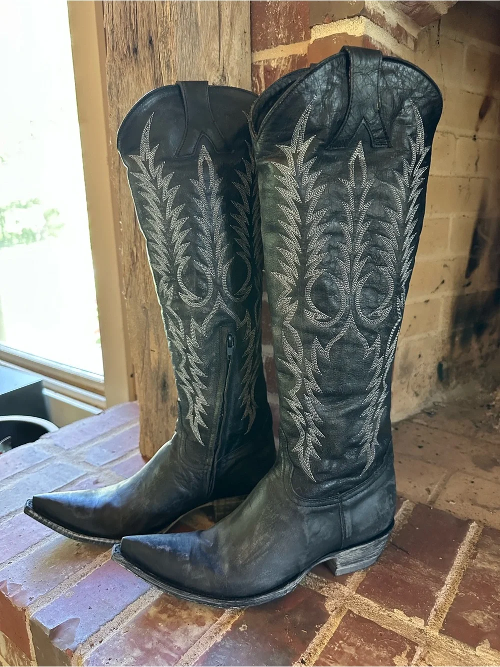 Old Gringo Mayra Black Goatskin Leather Tall Western Boots Women’s Size 9B NWOB